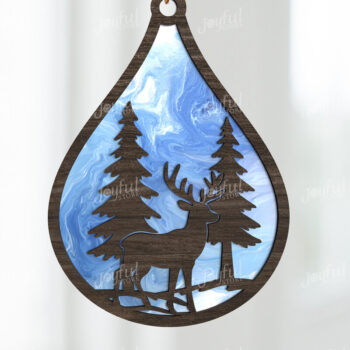 Intra απο ξύλο plywood  Χρώμα wenge 3mm-4mm πάχος - Deer Forest Drop Suncatcher Δίασταση 30x20 cm INTRAFABR-104485801 - Image 1