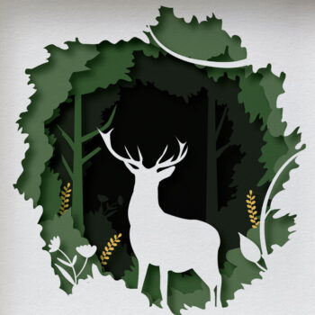 Intra απο ξύλο plywood  Χρώμα wenge 3mm-4mm πάχος - Deer Forest Shadow Box , 3D Mandala Δίασταση 25x25 cm INTRAFABR-119192223 - Image 1