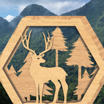 Intra απο ξύλο plywood Χρώμα wenge 3mm-4mm πάχος - Deer Hexagon Cut Decor Home 1 Δίασταση 20x20 cm INTRAFABR-119538560 - Image 1