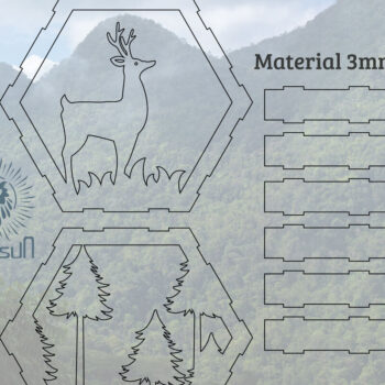 Intra απο ξύλο plywood Χρώμα wenge 3mm-4mm πάχος - Deer Hexagon Cut Decor Home Decor 5 Δίασταση 20x20 cm INTRAFABR-114246717 - Image 2