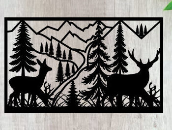 Intra απο ξύλο plywood  Χρώμα wenge 3mm-4mm πάχος - Κυνήγι ελαφιών ές επιγραφές Επιγραφές λέιζερ Δίασταση 40x50 cm INTRAFABR-110121378 - Image 1