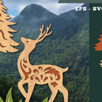 Intra απο ξύλο plywood Χρώμα wenge 3mm-4mm πάχος - Deer in Forest Decoration Δίασταση 20x20 cm INTRAFABR-112275739 - Image 1