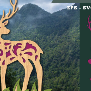 Intra απο ξύλο plywood  Χρώμα wenge 3mm-4mm πάχος - Deer in Forest Decoration Δίασταση 20x20 cm INTRAFABR-112275743