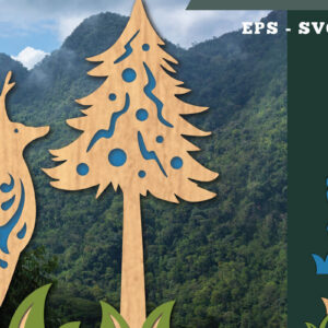 Intra απο ξύλο plywood  Χρώμα wenge 3mm-4mm πάχος - Deer in Forest Decoration Δίασταση 20x20 cm INTRAFABR-112275752