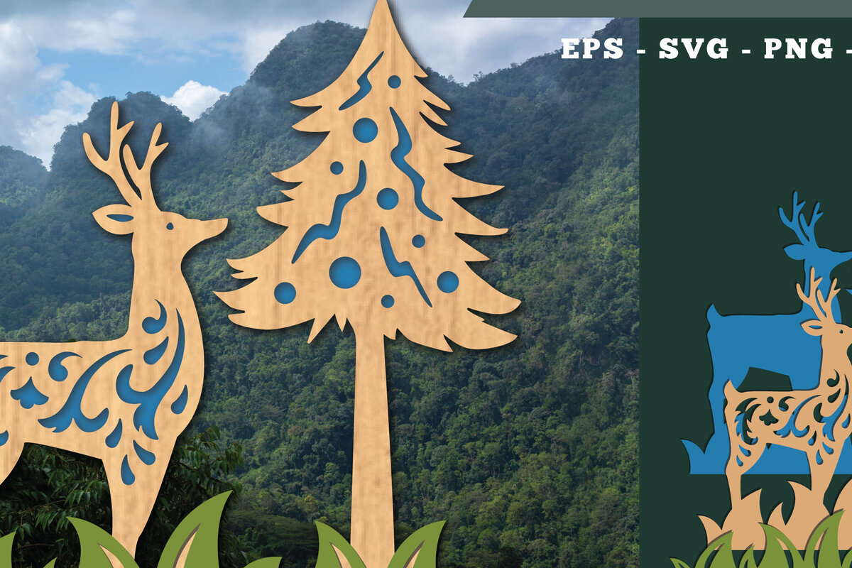 Intra απο ξύλο plywood  Χρώμα wenge 3mm-4mm πάχος - Deer in Forest Decoration Δίασταση 20x20 cm INTRAFABR-112275752