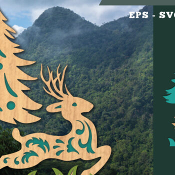 Intra απο ξύλο plywood  Χρώμα wenge 3mm-4mm πάχος - Deer in Forest Decoration Δίασταση 20x20 cm INTRAFABR-110121370 - Image 1