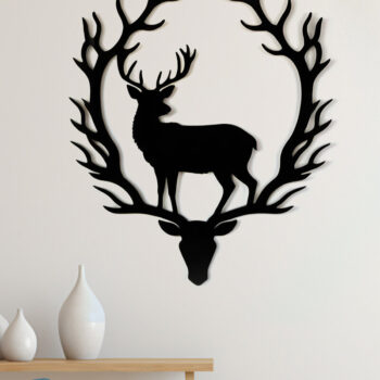 Intra απο ξύλο plywood  Χρώμα wenge 3mm-4mm πάχος - Ελάφια Διακόσμηση τοίχου με DXF Δίασταση 30x20 cm INTRAFABR-94664748 - Image 1