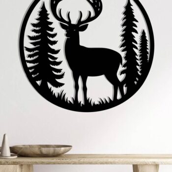 Intra απο ξύλο plywood Χρώμα wenge 3mm-4mm πάχος - Διακόσμηση τοίχου με λέιζερ ελάφια DXF Δίασταση 40x50 cm INTRAFABR-94664791 - Image 2