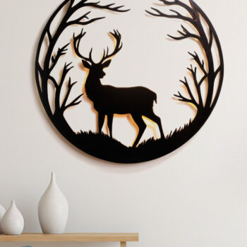 Intra απο ξύλο plywood  Χρώμα wenge 3mm-4mm πάχος - Ελάφια Διακόσμηση τοίχου με DXF Δίασταση 30x20 cm INTRAFABR-94664997 - Image 1