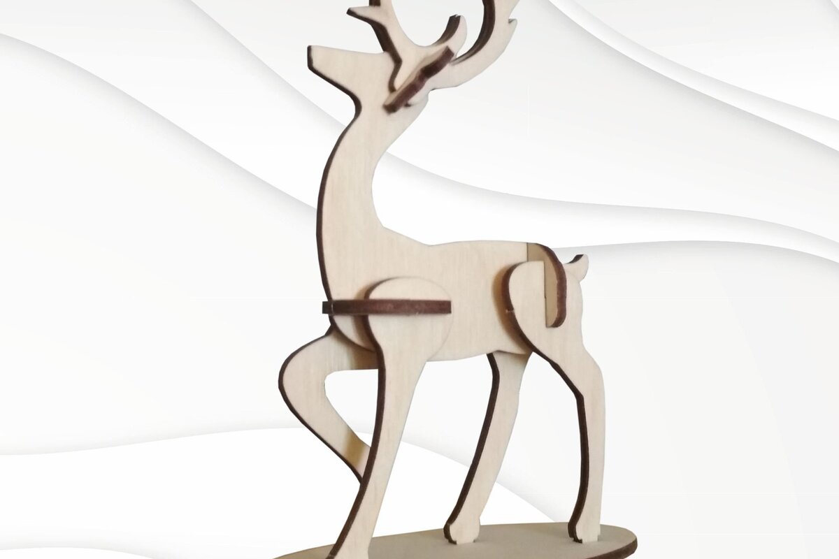 Intra απο ξύλο plywood  Χρώμα wenge 3mm-4mm πάχος - Μοτίβο κοπής με λέιζερ ελαφιών. Σχεδιασμός Laser Δίασταση 143x100 cm INTRAFABR-96516773