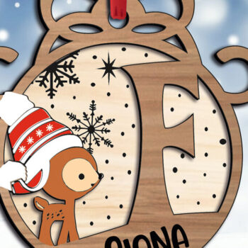 Intra απο ξύλο plywood  Χρώμα wenge 3mm-4mm πάχος - Ελάφια γράμμα F Χριστουγεννιάτικο στολίδι διακοπών Δίασταση 6x6 cm INTRAFABR-96516930 - Image 3