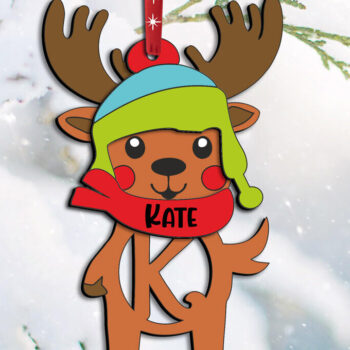 Intra απο ξύλο plywood  Χρώμα wenge 3mm-4mm πάχος - Ελάφια γράμμα K Χριστουγεννιάτικο στολίδι διακοπές Δίασταση 6x6 cm INTRAFABR-96729434 - Image 2