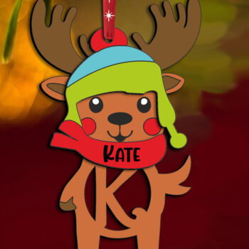 Intra απο ξύλο plywood  Χρώμα wenge 3mm-4mm πάχος - Ελάφια γράμμα K Χριστουγεννιάτικο στολίδι διακοπές Δίασταση 6x6 cm INTRAFABR-96729434 - Image 3