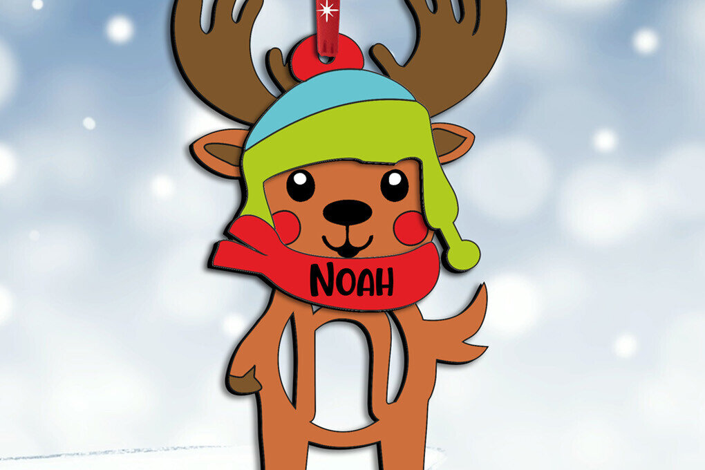 Intra απο ξύλο plywood  Χρώμα wenge 3mm-4mm πάχος - Ελάφια γράμμα N Χριστουγεννιάτικο στολίδι διακοπές Δίασταση 6x6 cm INTRAFABR-96516938