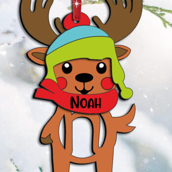 Intra απο ξύλο plywood  Χρώμα wenge 3mm-4mm πάχος - Ελάφια γράμμα N Χριστουγεννιάτικο στολίδι διακοπές Δίασταση 6x6 cm INTRAFABR-96516938 - Image 2