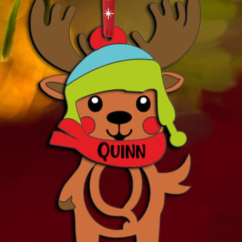 Intra απο ξύλο plywood Χρώμα wenge 3mm-4mm πάχος - Ελάφια Γράμμα Q Χριστουγεννιάτικο στολίδι Δώρο Δίασταση 6x6 cm INTRAFABR-96729453 - Image 2