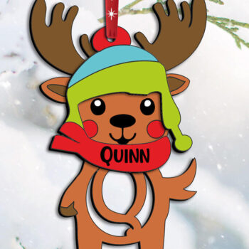 Intra απο ξύλο plywood Χρώμα wenge 3mm-4mm πάχος - Ελάφια Γράμμα Q Χριστουγεννιάτικο στολίδι Δώρο Δίασταση 6x6 cm INTRAFABR-96729453 - Image 3