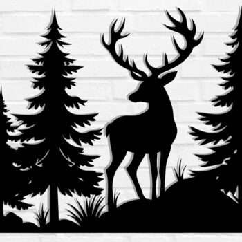 Intra απο ξύλο plywood  Χρώμα wenge 3mm-4mm πάχος - Deer Metal Sign , Αρχεία Dxf Δίασταση 30x40 cm INTRAFABR-123766500 - Image 1