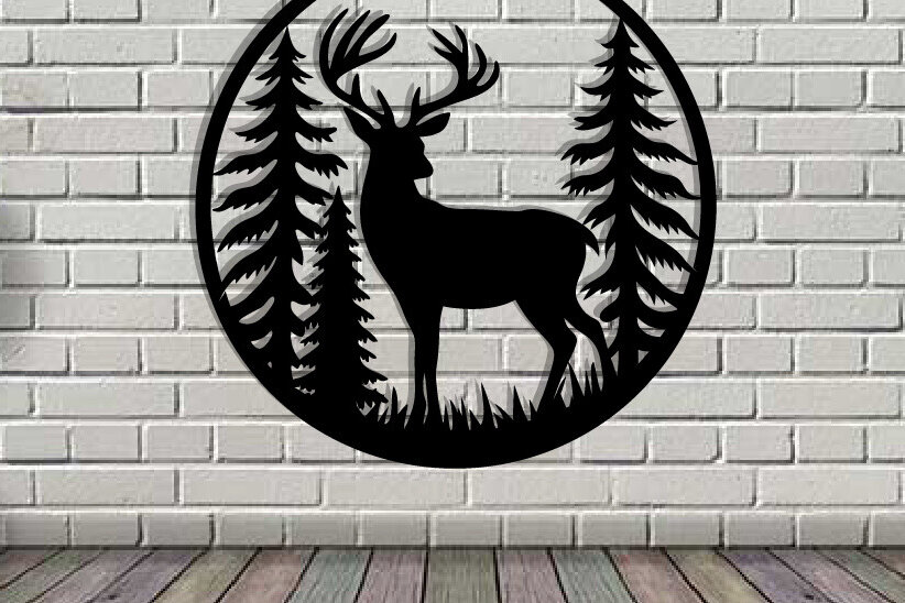 Intra απο ξύλο plywood  Χρώμα wenge 3mm-4mm πάχος - Deer Metal Art Wall Art Δίασταση 40x50 cm INTRAFABR-91443514