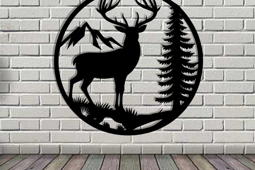 Intra απο ξύλο plywood  Χρώμα wenge 3mm-4mm πάχος - κοπής με λέιζερ ού τοίχου Deer Δίασταση 40x50 cm INTRAFABR-91443619