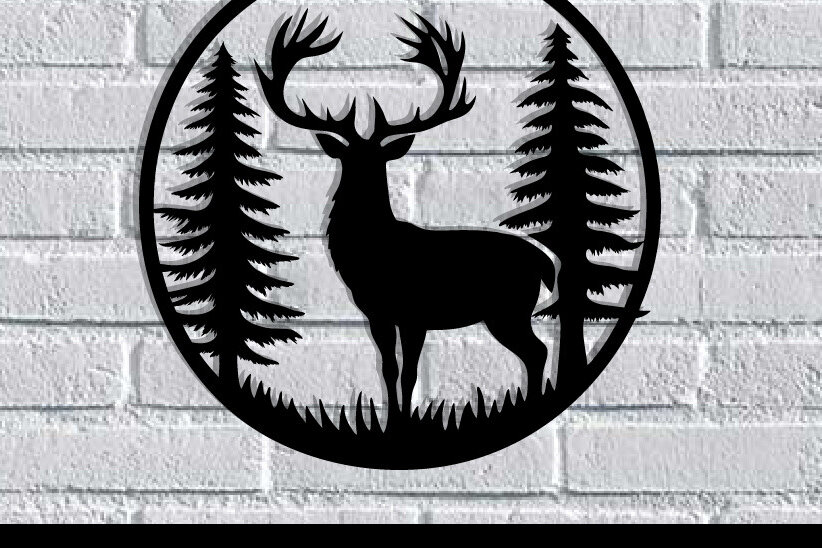 Intra απο ξύλο plywood  Χρώμα wenge 3mm-4mm πάχος - κοπής με λέιζερ ού τοίχου Deer Δίασταση 40x50 cm INTRAFABR-91443677