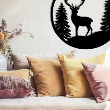 Intra απο ξύλο plywood  Χρώμα wenge 3mm-4mm πάχος - κοπής με λέιζερ ού τοίχου Deer Δίασταση 40x50 cm INTRAFABR-91442586 - Image 2