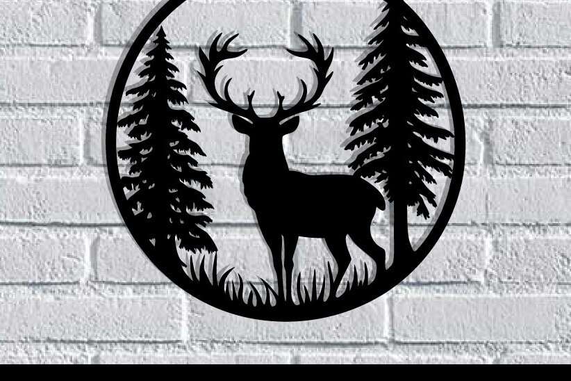 Intra απο ξύλο plywood  Χρώμα wenge 3mm-4mm πάχος - κοπής με λέιζερ ού τοίχου Deer Δίασταση 40x50 cm INTRAFABR-91442659