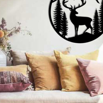 Intra απο ξύλο plywood  Χρώμα wenge 3mm-4mm πάχος - κοπής με λέιζερ ού τοίχου Deer Δίασταση 40x50 cm INTRAFABR-91443137 - Image 2