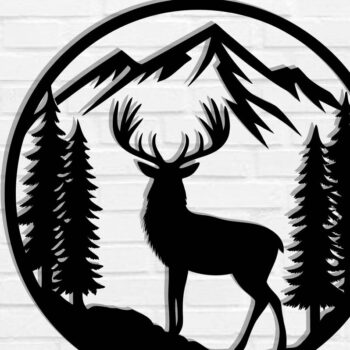 Intra απο ξύλο plywood  Χρώμα wenge 3mm-4mm πάχος - με λέιζερ ού τοίχου Deer Δίασταση 40x50 cm INTRAFABR-91443246 - Image 1