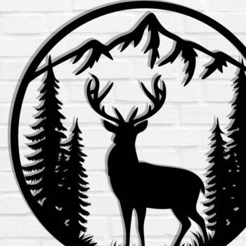 Intra απο ξύλο plywood  Χρώμα wenge 3mm-4mm πάχος - με λέιζερ ού τοίχου Deer Δίασταση 40x50 cm INTRAFABR-91443322 - Image 1