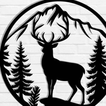 Intra απο ξύλο plywood  Χρώμα wenge 3mm-4mm πάχος - με λέιζερ ού τοίχου Deer Δίασταση 40x50 cm INTRAFABR-114078117 - Image 1