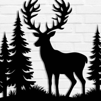 Intra απο ξύλο plywood  Χρώμα wenge 3mm-4mm πάχος - με λέιζερ ού τοίχου Deer Δίασταση 30x40 cm INTRAFABR-112519544 - Image 1