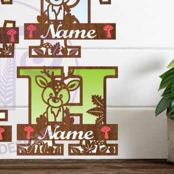 Intra απο ξύλο plywood  Χρώμα wenge 3mm-4mm πάχος - Μονόγραμμα ελαφιών Σημάδια ονόματος επιστολής Δίασταση 30x20 cm INTRAFABR-112519564 - Image 1