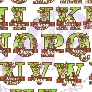 Intra απο ξύλο plywood  Χρώμα wenge 3mm-4mm πάχος - Μονόγραμμα ελαφιών Σημάδια ονόματος επιστολής Δίασταση 30x20 cm INTRAFABR-112519564 - Image 4