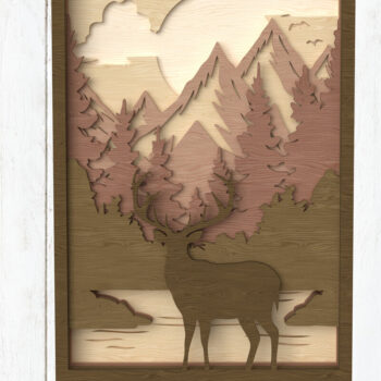 Intra απο ξύλο plywood  Χρώμα wenge 3mm-4mm πάχος - Deer Mountain Layered Art Δίασταση 6x6 cm INTRAFABR-112519519 - Image 1