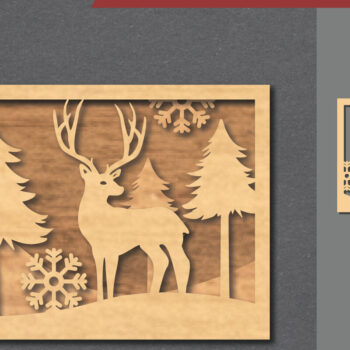 Intra απο ξύλο plywood  Χρώμα wenge 3mm-4mm πάχος - Deer Scene Decor Home 1 Δίασταση 20x20 cm INTRAFABR-122671357 - Image 1