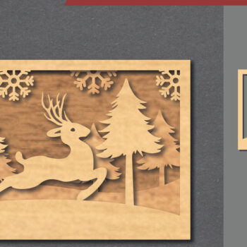 Intra απο ξύλο plywood  Χρώμα wenge 3mm-4mm πάχος - Deer Scene Decor Home 2 Δίασταση 20x20 cm INTRAFABR-122451455 - Image 1