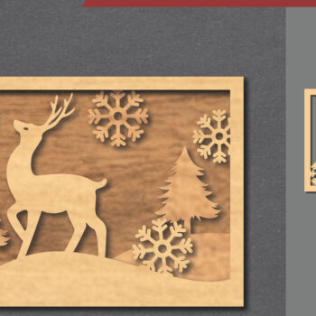 Intra απο ξύλο plywood  Χρώμα wenge 3mm-4mm πάχος - Deer Scene Decor Home 3 Δίασταση 20x20 cm INTRAFABR-122675153 - Image 1