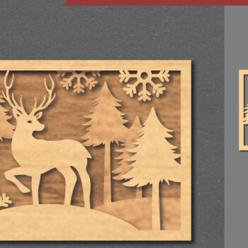 Intra απο ξύλο plywood  Χρώμα wenge 3mm-4mm πάχος - Deer Scene Decor Home 4 Δίασταση 20x20 cm INTRAFABR-31838108 - Image 1