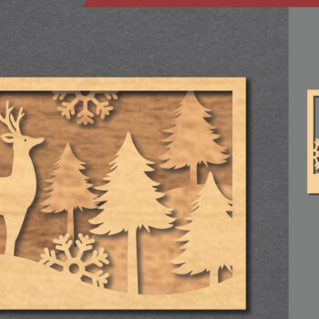 Intra απο ξύλο plywood  Χρώμα wenge 3mm-4mm πάχος - Deer Scene Decor Home 5 Δίασταση 20x20 cm INTRAFABR-86121735 - Image 1