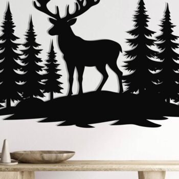 Intra απο ξύλο plywood  Χρώμα wenge 3mm-4mm πάχος - Deer Scene Metal Wall Art , Αρχεία DXF Δίασταση 30x40 cm INTRAFABR-86051771 - Image 2