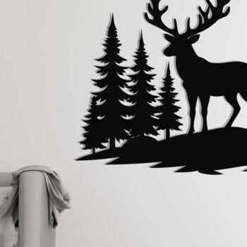 Intra απο ξύλο plywood  Χρώμα wenge 3mm-4mm πάχος - Deer Scene Metal Wall Art , Αρχεία DXF Δίασταση 30x40 cm INTRAFABR-86051771 - Image 3
