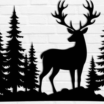 Intra απο ξύλο plywood  Χρώμα wenge 3mm-4mm πάχος - Deer Scene Metal Wall Art , Αρχεία DXF Δίασταση 30x40 cm INTRAFABR-86311860 - Image 1