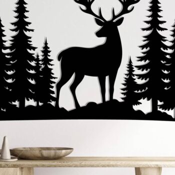 Intra απο ξύλο plywood  Χρώμα wenge 3mm-4mm πάχος - Deer Scene Metal Wall Art , Αρχεία DXF Δίασταση 30x40 cm INTRAFABR-86311860 - Image 2