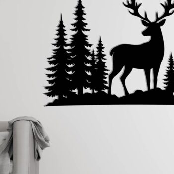 Intra απο ξύλο plywood  Χρώμα wenge 3mm-4mm πάχος - Deer Scene Metal Wall Art , Αρχεία DXF Δίασταση 30x40 cm INTRAFABR-86311860 - Image 3