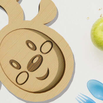 Intra απο ξύλο plywood  Χρώμα wenge 3mm-4mm πάχος - Ελάφια . Παιδικό πιάτο κοπής με λέιζερ Δίασταση 30x20 cm INTRAFABR-109665387 - Image 1