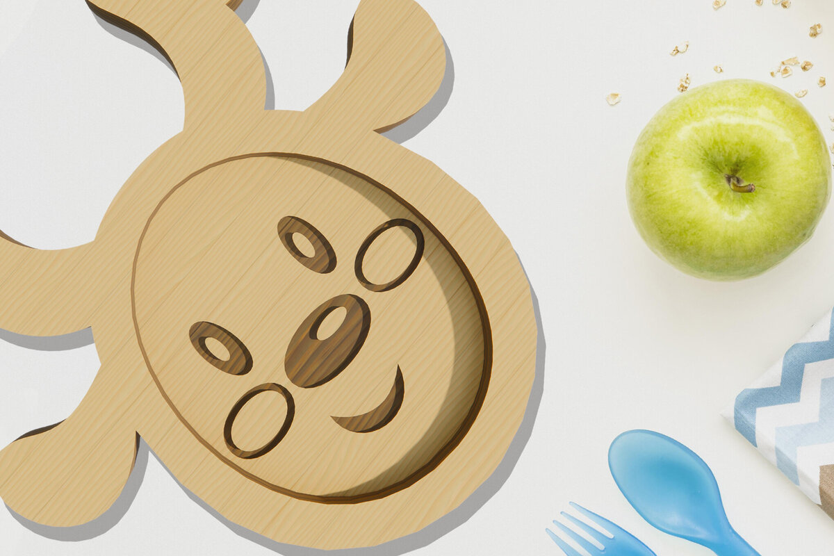 Intra απο ξύλο plywood  Χρώμα wenge 3mm-4mm πάχος - Ελάφια . Παιδικό πιάτο κοπής με λέιζερ Δίασταση 30x20 cm INTRAFABR-109665387