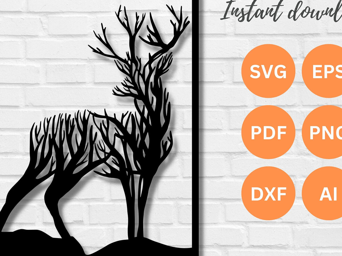 Intra απο ξύλο plywood  Χρώμα wenge 3mm-4mm πάχος - κοπής με λέιζερ Deer Wall Art DFX PNG Δίασταση 40x50 cm INTRAFABR-120361811