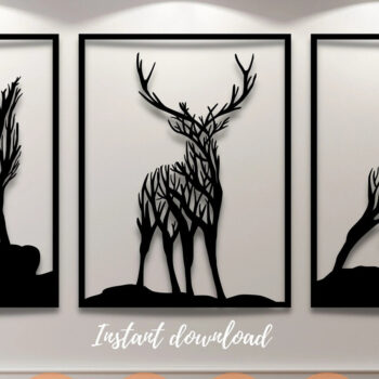 Intra απο ξύλο plywood  Χρώμα wenge 3mm-4mm πάχος - κοπής με λέιζερ Deer Wall Art DFX PNG Δίασταση 40x50 cm INTRAFABR-120361817 - Image 1