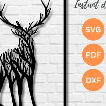 Intra απο ξύλο plywood  Χρώμα wenge 3mm-4mm πάχος - κοπής με λέιζερ Deer Wall Art DFX PNG Δίασταση 40x50 cm INTRAFABR-120361817 - Image 4